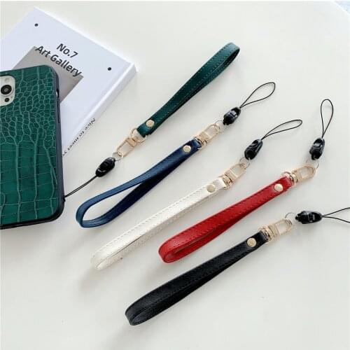 PU Leather Cell Phone Lanyard For iPhone Xiaomi Samsung Wrist Straps Keychain Camera Strap ID Card Gym USB Hanging Rope Black