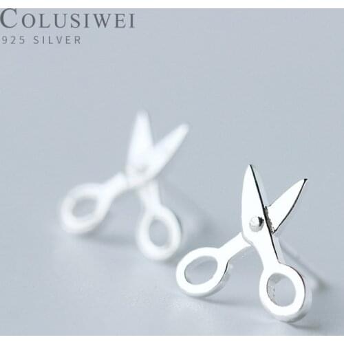 Colusiwei Simple Scissors Lovely Stud Earrings for Women Fashion Real 925 Silver Jewelry 925 Sterling Silver Bijoux 2019 New