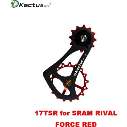 KACTUS 17TSR Carbon Fiber Bike Rear Derailleur Ultralight Bicycle Ceramic Bearing Pulley Jockey Wheel for SRAM RIVAL FORCE RED