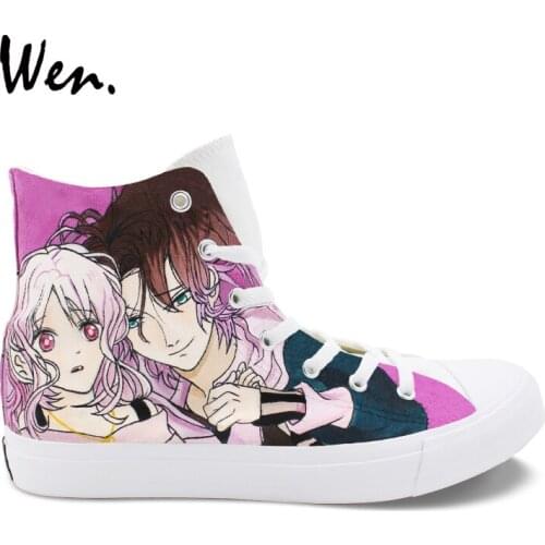 Wen Design Custom Hand Painted High Top Shoes Diabolik Lovers Lace Up Woman Girls Canvas Sneakers Outdoor Couple Plimsolls