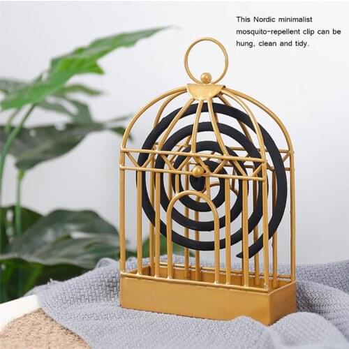 Windproof Mosquito Coil Holder Nordic Style Bird Cage Summer Day Iron Mosquito Repellent Incenses Rack Frame Home Decoration