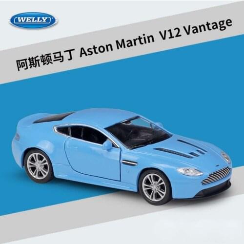 WELLY Diecast 1:36 Scale Simulator Metal Model Car Aston Martin V12 Vantage Pull Back Car Alloy Toy Car Vehicle For Kids Gifts