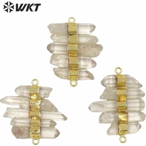 WT-P1612 Lady Fashion Double Loops Stone Pendant New Design Gold Electroplated Natural Crystone Quartz Pendant