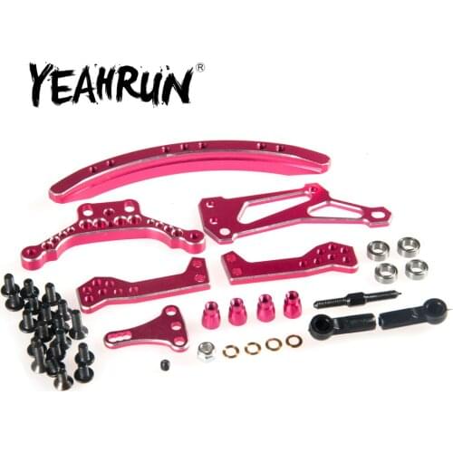 YEAHRUN Pink Aluminum Curve Slide Track Steering Set for Sakura D4 RWD 1/10 RC Crawler Cars