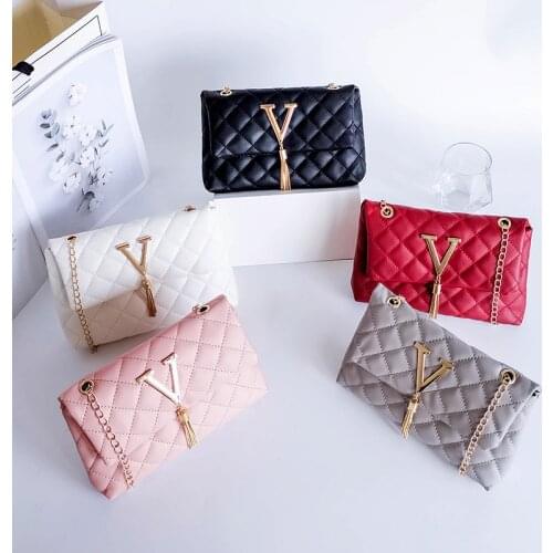 Women Diamond Lattice Chain PU Leather Handbags 2021 New Fashion Crossbody bag Female Shoulder Bag and Purses Female Sac A Main