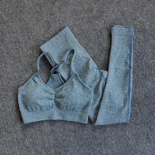 Womens Seamless Yoga Suits Fitness Suits Gym Tights High Waist + Adjustable Sports Bras Sports Suits Gym Shark Leggings