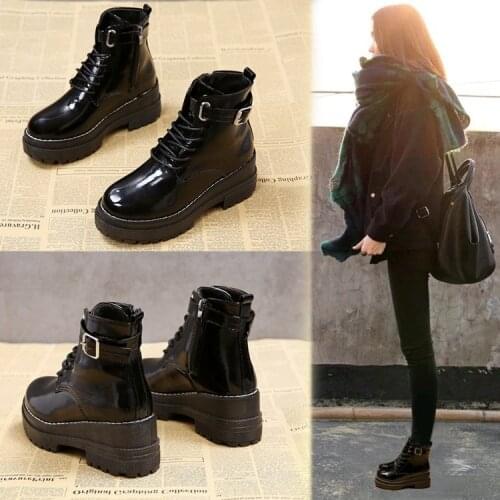 Mujer Fashion Platform Shoes Women Punk Black Gothic Ankle Boots Womens Platform Wedge Lace Up Motorcycle Boots Nice