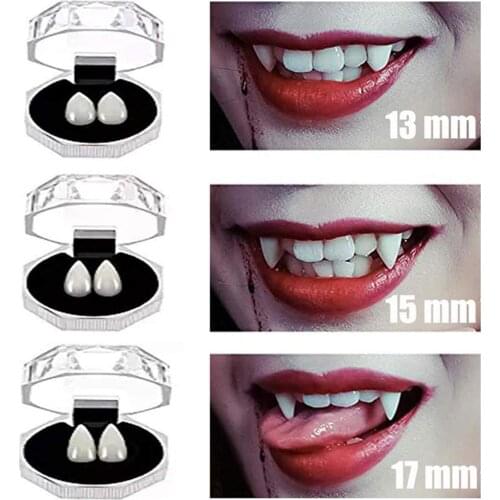 3 Pairs No Toxic Halloween Party Dentures Props Zombie Werewolf Devil Fangs Teeth Caps Cosplay Party Props Horrific Outfit Tool