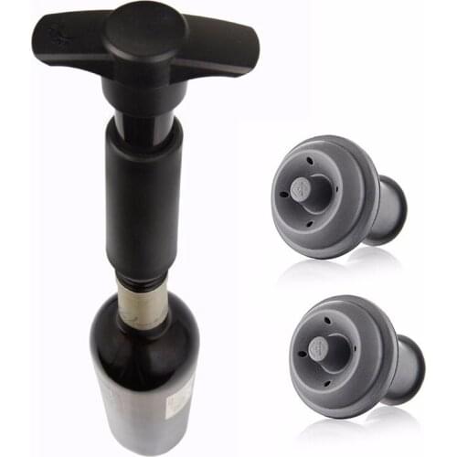 1 Set Creative Wine Vacuum Stopper ABS Air Pump Wine Set One Pump Two Stopper Wine Stopper