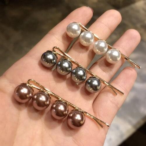 1pcs Fashion Women Pearl Hair Clip Barrettes for Women Girls Handmade Flowers Hairpins Hair Accessories 3 Colors Side Clip