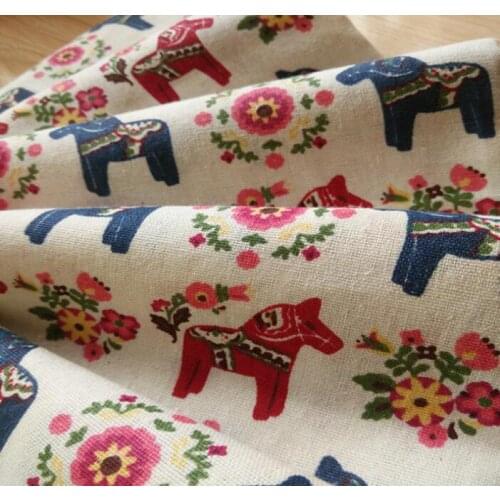 150cm X 50 cm wholesale cotton linen pony pattern printed fabric for tablecloth/sofa/curtains/decorative cloth