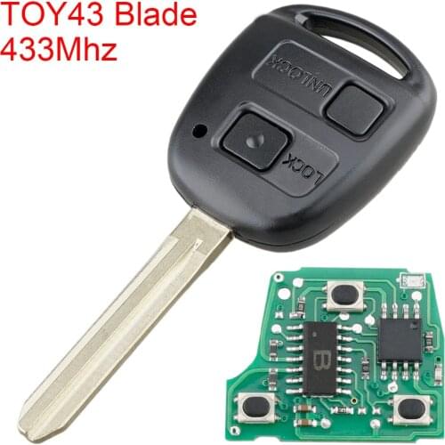 433Mhz 2 Buttons Car Remote key with TOY43 Blade Fit for Toyota RAV4 Prado Tarago Kluger Avensis 2003 - 2010