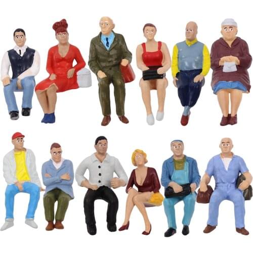 6pcs/12pcs G scale Sitting Figures 1:22.5-1:25 All Seated Painted People Model Railway