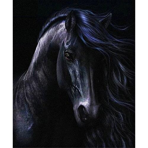 5D DIY Diamond Painting Handicraft Needlework Diamond Embroidery Resinstone Diamond Cross Stitch Mosaic Decoration Black Horse