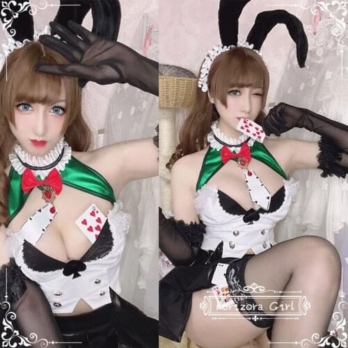 Anime Azur Lane&Dead or Alive Monica Rabbit Dress Sexy Outfit PU Leather Cosplay Costume Halloween Women Free Shipping New 2020