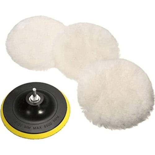Car Polishing Pad 3/4/5/6/7 inch Wool Wheel Polishing Pad Car Sponge Disc Kit for Car Polisher Drill Adapter Auto Detailing 5pcs