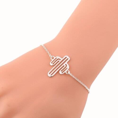1 Pc Desert Cactus Bracelets Silver Gold Color Charm Plant Bracelets For Women Girls Couple Fashion Bracelet Jewelry