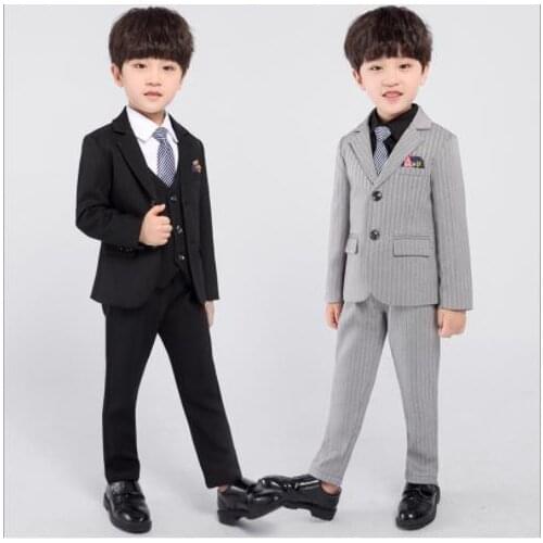 Brand Formal Flowers Wedding Boys Suits Children Blazers Tuxedo sets Party clothing vest pant coat tie ceremony Costumes