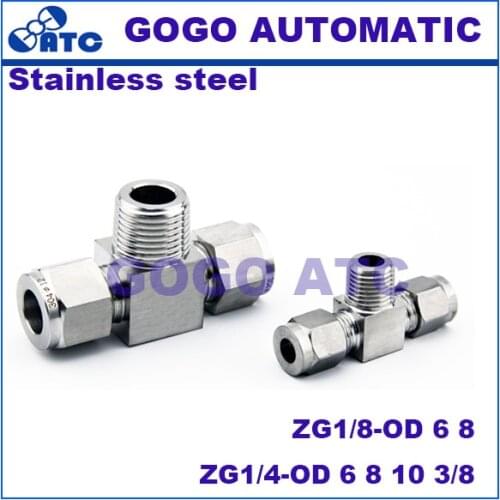 Quick coupler ZG1/8-OD 6 8 ZG1/4-OD 6 8 10 3/8 male thread hard tube stainless steel 304 three way T type Terminal fitting