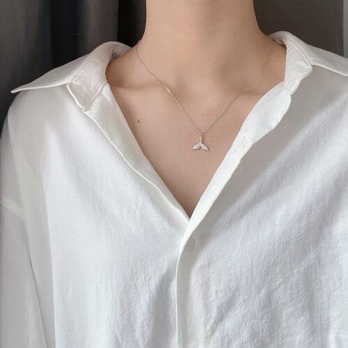 Lucky Fairy Mermaid Tale Rose Gold Color Cubic Zirconia Clavicle Chain Necklace For Women Girls Luxury Dainty Jewelry SN2360