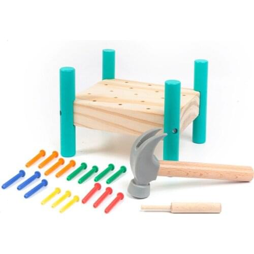 Wooden Montessori Nailing Table Childrens Hand-eye Coordination Nail Nail Toy Early Education Puzzle Beat Table