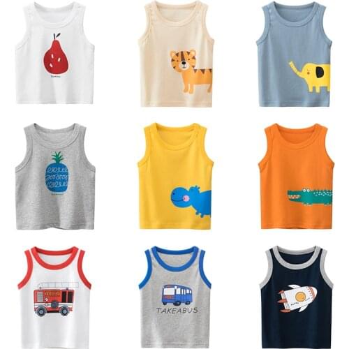 Kids Tank Tops T Shirts Summer Baby Boys Girls Toddler Infant Children Undershirt Cotton Cartoon Underwear Clothes Clothing 2021