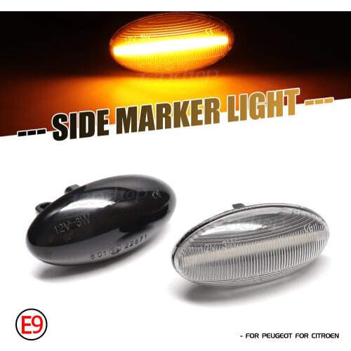 For Peugeot 307 206 407 107 607 Citroen C1 C2 C3 C5 2 Pieces Led Dynamic Side Marker Turn Signal Light Sequential Blinker Light