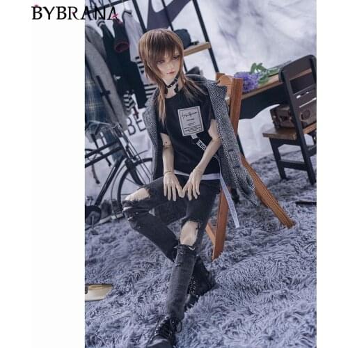 Bybrana Black Denim Hole Section Edging Trousers Doll Clothes Pants 1/3 1/4 1/6 Bjd Pants Doll Clothes