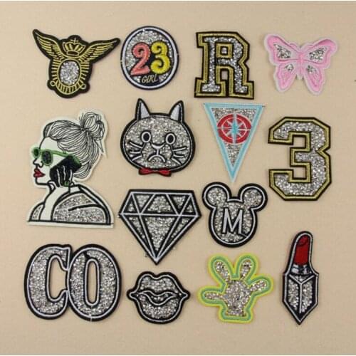 Rhinestone Applique Patches Clothes Embroidered Iron On Patches Cloth Sequins Patch DIY Sew On Appliques Garment Accessory toppe
