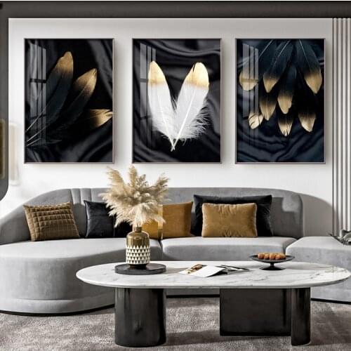 Black Feather Art Canvas Poster Wall Art Painting Wall Picture for Living Room Decor Poster And Print Modern Home Decoration
