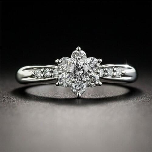 Exquisite Ring Flower Type Inlaid Zircon All-Match Atmospheric Personality Charm Gift Woman Fashion Party Creative Jewelry