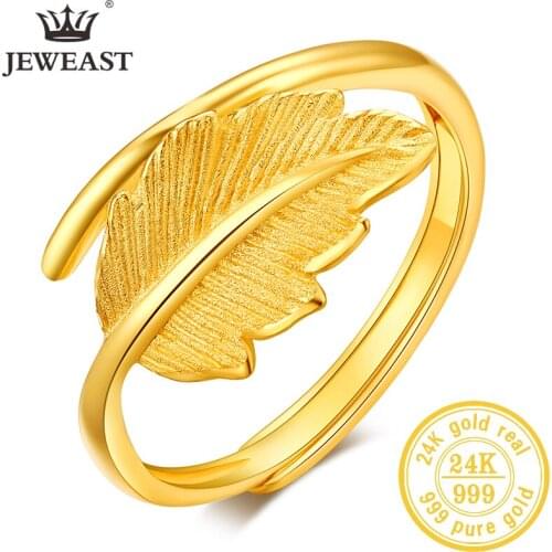 YLJC 24K Pure Gold Ring Real AU 999 Solid Gold Rings Elegant Shiny Beautiful Upscale Trendy Classic Jewelry Hot Sell New 2020