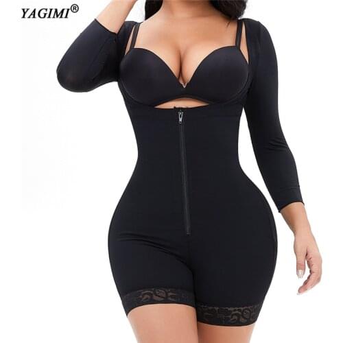 YAGIMI Long Sleeve Body Shapewear for Women Waist Trainer Slimming Tummy Control Bust Hip Lifter Corset Bodysuit Lace Shaper
