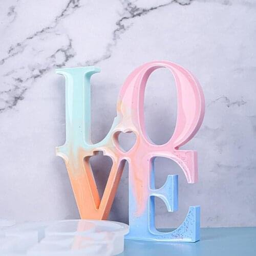 Creative Epoxy Mold Multi-function Transparent Enviromental-friendly LOVE Letter Model Candle Silicone Mold Easy to Wash for DIY