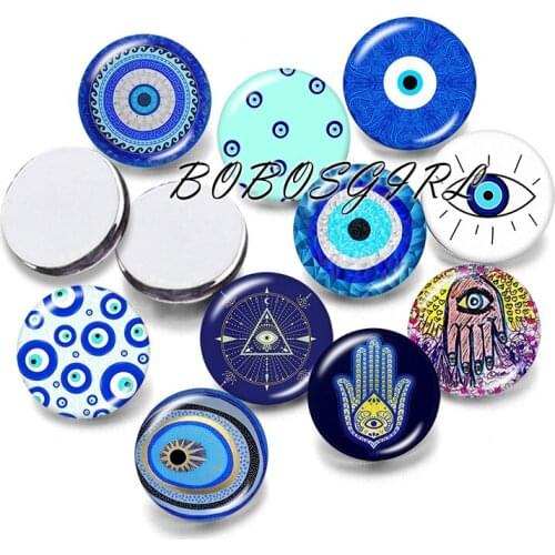 Blue Evil Eye 12mm/18mm/20mm/25mm/30mm Round Glass Cabochon Flat Back Making Findings P5590