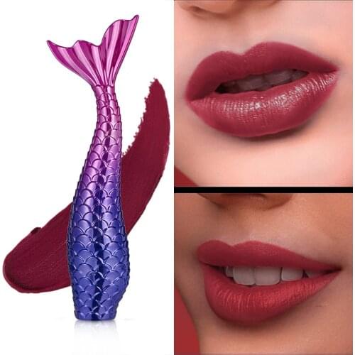 Lakerain 12 Color Liquid Lipstick Mermaid Silky Matte Lip Gloss Non-stick Cup Non-fading Lip Glaze Long Lasting Lip Makeup TSLM2