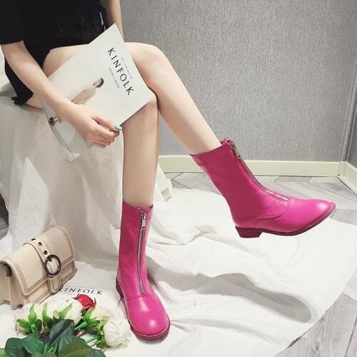 Best selling womens spring boots flat bottom hook zipper zipper sewing shoes womens shoes fashion apartment non-slip cas