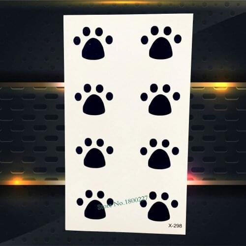Cute Pet Dog Paw Waterproof Temporary Tattoo Women Kids BOdy Art Flash Black Tattoo Stickers, Child Cartoon Tatoo Arm