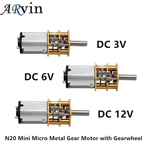 DC 3V/6V/12V N20 Mini Micro Metal Gear Motor with Gearwheel DC Motors 15/30/50/60/100/200/300/500/1000RPM