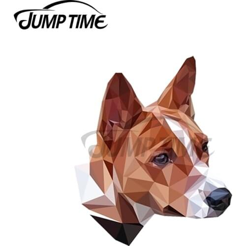 JumpTime 13 x 3.4cm For Polygonal Basenji Waterproof Funny Car Stickers Refrigerator Motorcycle Decal JDM Car Door Protector
