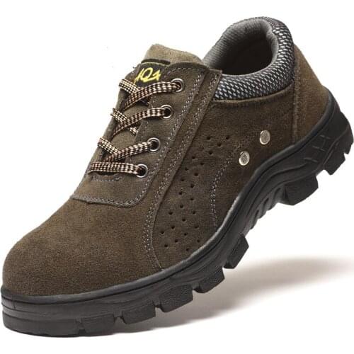 Big size men leisure breathable steel toe caps shoes cow suede leather worker safety shoe tooling work boots security footwear