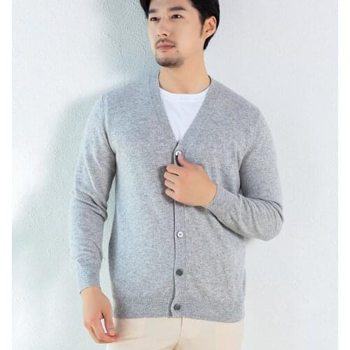 Mens Casual Solid Color Cashmere Sweater Cardigan 2021 Autumn Winter New Thin coat 100% Pure Wool sweater men knitted cardigan