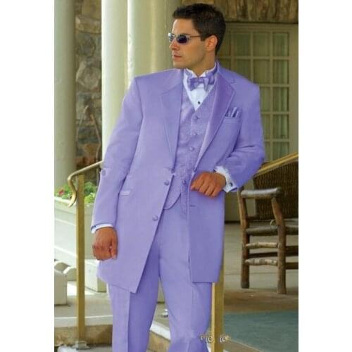 Talioed Made Lavender Men Wedding Suits Latest Tuxedos Excellent Groom Tuxedos Men Business Dinner Prom Blazer 3 Piece Suit