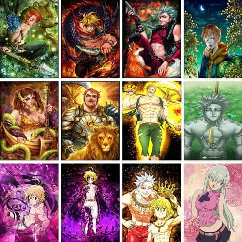 5D DIY Diamond Painting Kit Anime The Seven Deadly Sins Home Decor Gift Full Square Embroidery Mosaic Cross Stitch Sale
