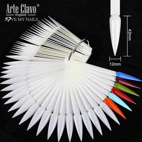 Arte Clavo 50pcs Sharp Head Gel Polish Color Chart Nail Tips Display Artificial Showing Chart Tool Fake Detachable Nail Display
