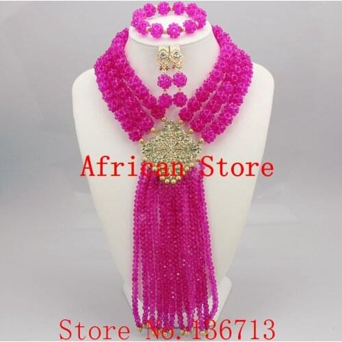 Newest african beads jewelry set nigerian wedding african beads 7 color indian multi layer necklace / Earrings women BS305-9