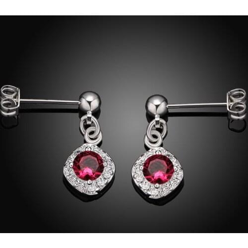 Wholesale silver plated Earring,925 jewelry silver,Red Stone Earrings SMTE428