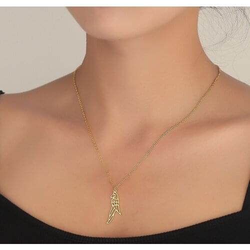 Macaw Parrot Outline Cut Out Shaped Pendants Cute Bird Necklace Minimalistic Handmade Animal Jewelry