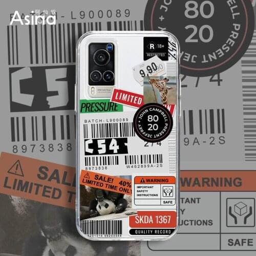 ASINA Transparent TPU Case For VIVO X50 60 30 Pro Cartoon Tag Label Bumper Cute Coque For Vivo Z5X Z1Pro iQOO Neo Y17 V17 S1 Pro