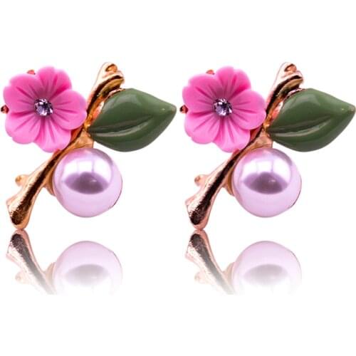 Christmas Gift Pearl Flower Beads Crystal Vintage Earrings For Women OL Style Cute Sweet Stud Earrings Fashion Fine Jewelry